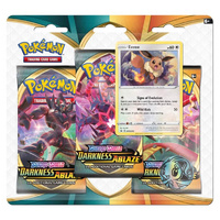 POKEMON TCG Sword and Shield - Darkness Ablaze Three Booster Blister Eevee NEW