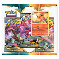 POKEMON TCG Sword and Shield - Darkness Ablaze Three Booster Blister Flareon NEW