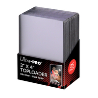 Ultra Pro Top Loader 3" x 4" 35pt Black Border TOPLOADER | Pkt 25 81158