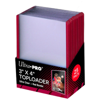 Ultra Pro Top Loader 3" x 4" 35pt Red Border TOPLOADER | Pkt 25 81159