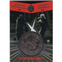2015 Star Wars Chrome Perspectives Silver Medallion Skywalker V Dooku 090/ 150