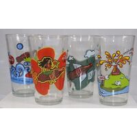 Coca Cola Coke Set of 4 Australian Glasses Mambo Inspired BP release NEW UNUSED